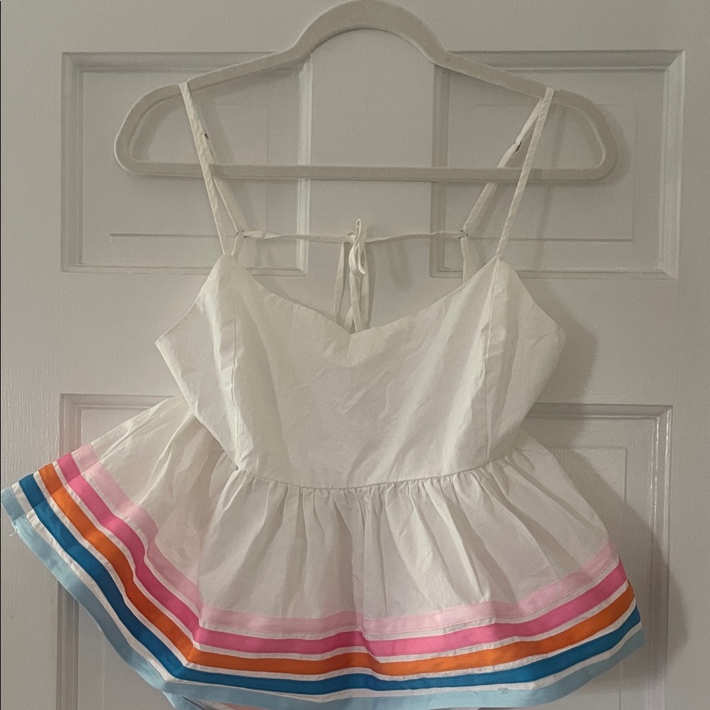 Main Strip White Top with Multicolor Stripes